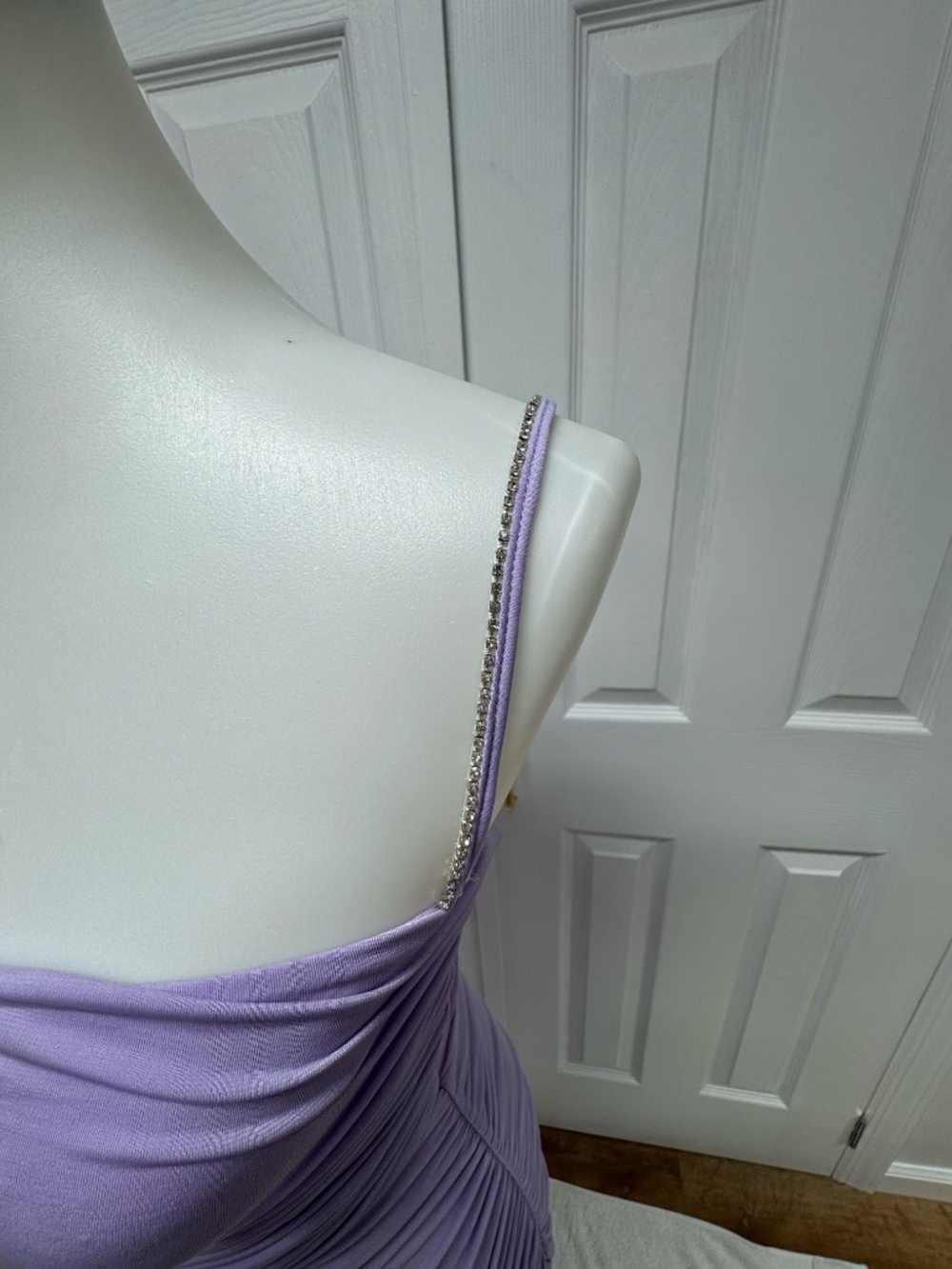 Lucy in the Sky- Rhinestone Strap Maxi Dress in Lilac -Size S- NEW Without Tags. - Picture 6 of 13